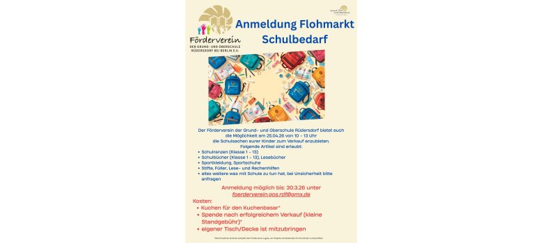 Anmeldung Flohmarkt Schulbedarf - 1 Anmeldung Flohmarkt Schulbedarf - 1